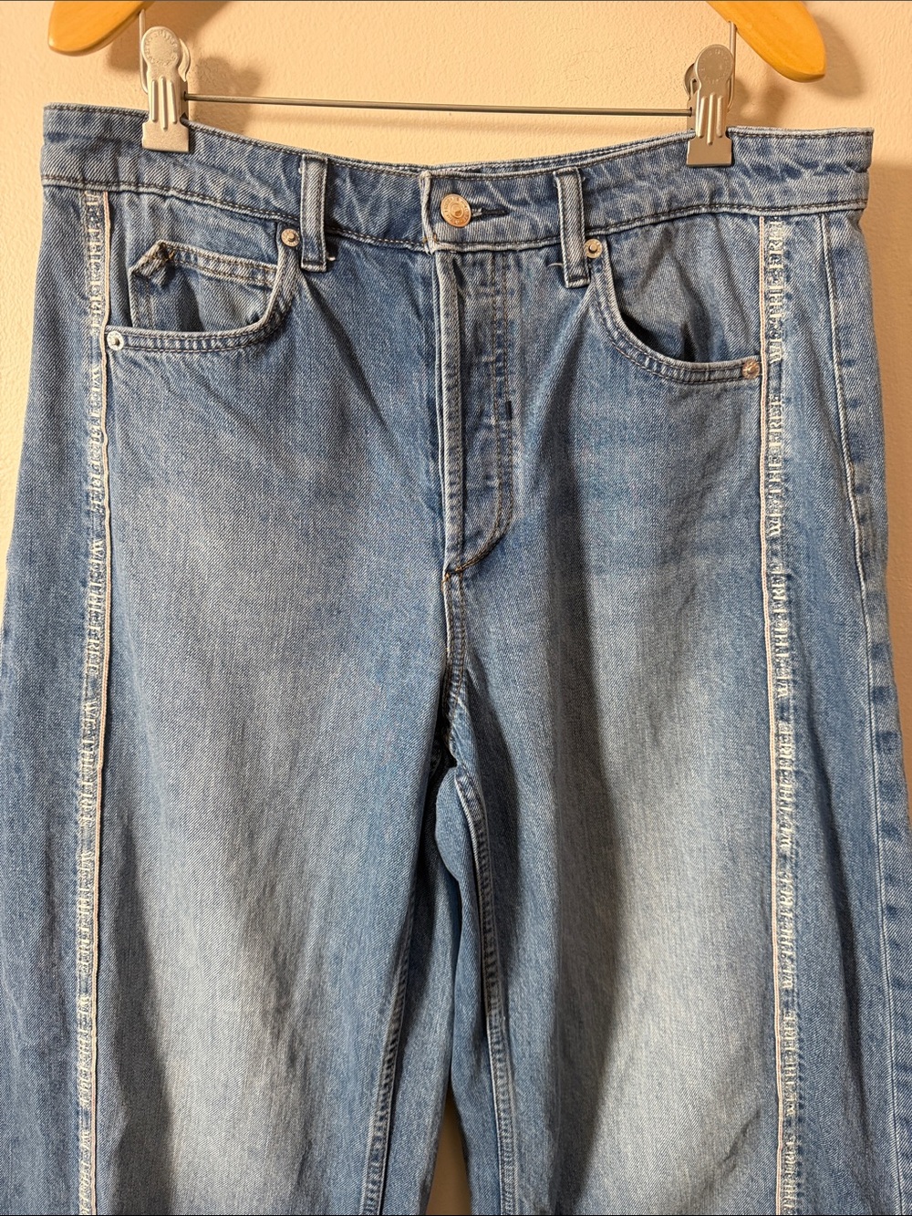 we the free on the edge selvedge wide leg jeans raw hem Size 30 - Picture 6 of 11